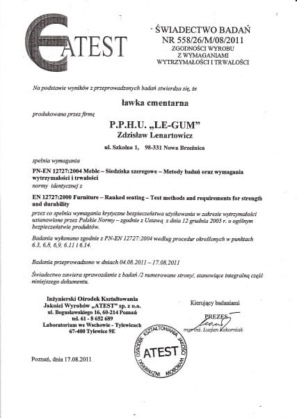 ATEST ławki